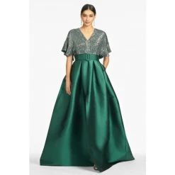 Sachin & Babi Simone Gown - Hunter Green Dresses