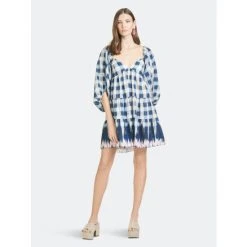 Sachin & Babi Kyle Dress Dresses Indigo Check With Shibori